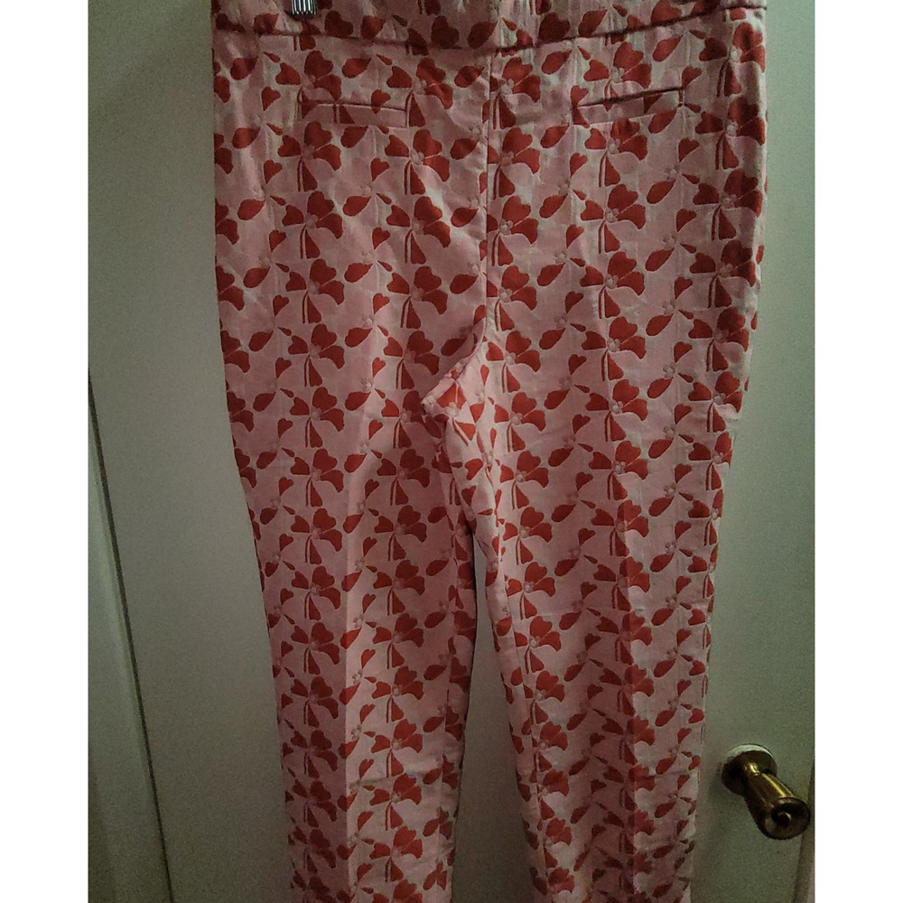Talbots Chatham Ankle Pant 10P Pink Red Floral Heart Slim Leg Side Zip NWT